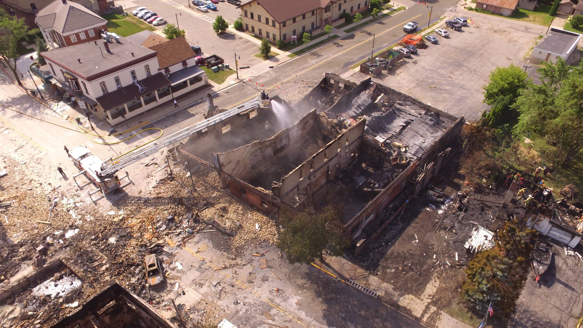 View of explosion site from a drone